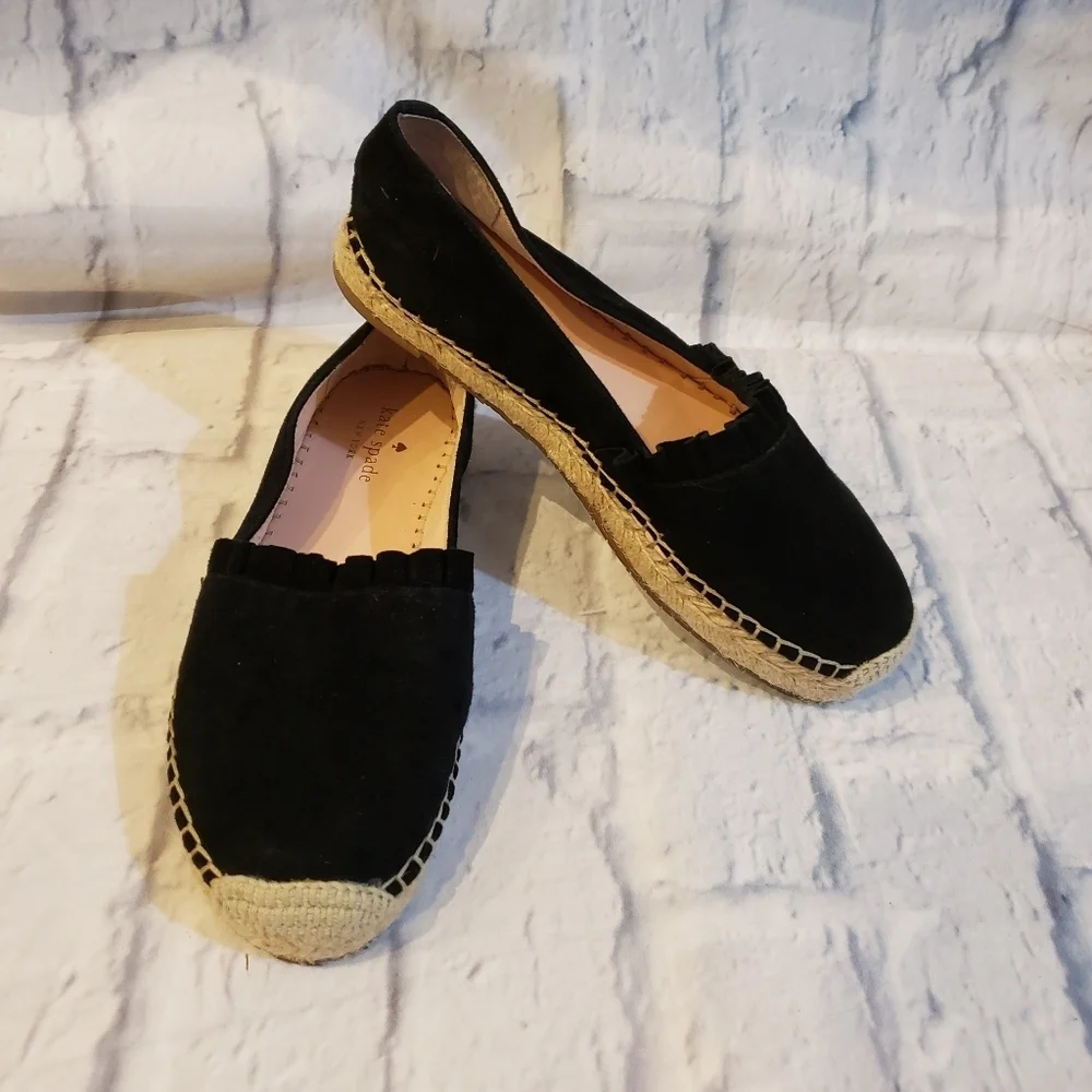 Kate Spade Lisbon Black Suede Espadrille